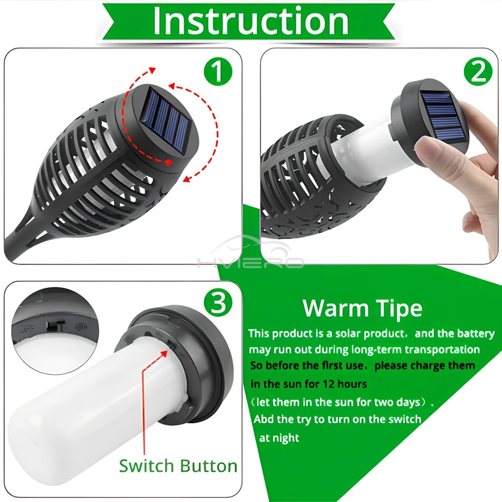 SMARTEX Solar Flame Light Outdoor - Waterproof Lamp For Outdoor