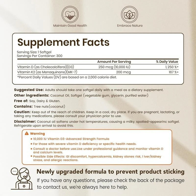 SMARTEX Vitamin D3 K2 10000 IU - SOFTGELS