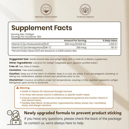 SMARTEX Vitamin D3 K2 10000 IU - SOFTGELS